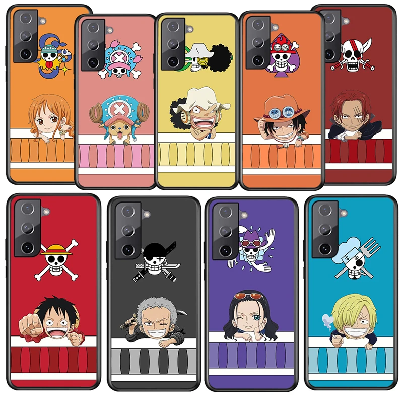 

Hot Anime One Piece Cute For Samsung Galaxy S22 S21 S20 Ultra Plus Pro S10 S9 S8 S7 4G 5G Soft Black Phone Case Funda Coque Capa