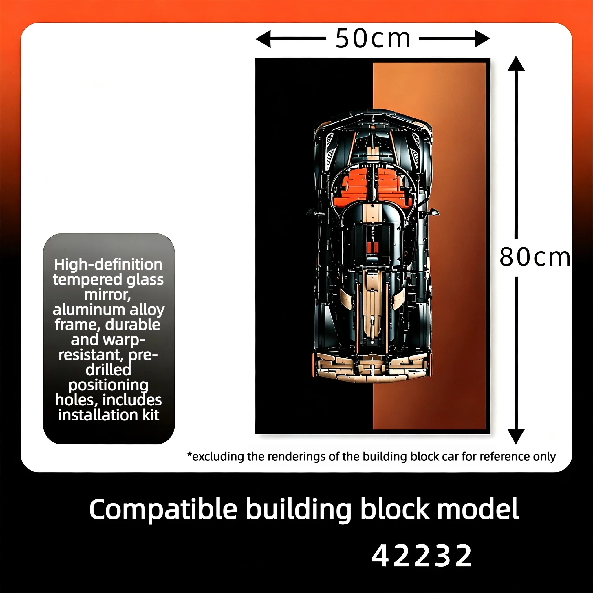 Фото Новая настенная рамка-витрина, совместимая с конструктором Lego Technic 42232 «Гоночный автомобиль», модель 42232, для декора стен №4