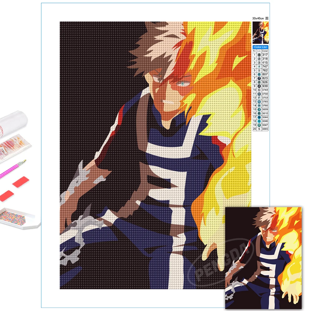 

Todoroki Shoto Diamond Painting Japan Anime Beadwork Cross Stitch My Hero Academia 5D Full Round Drill Embroidery Diy Home Decor