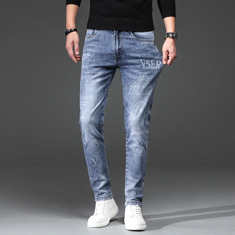 

2022 New Summe jeans r Jeans Men's Korean Version of Slim Small Feet Ripped Pants Trend Spring and Autumn Casual Men's Pants