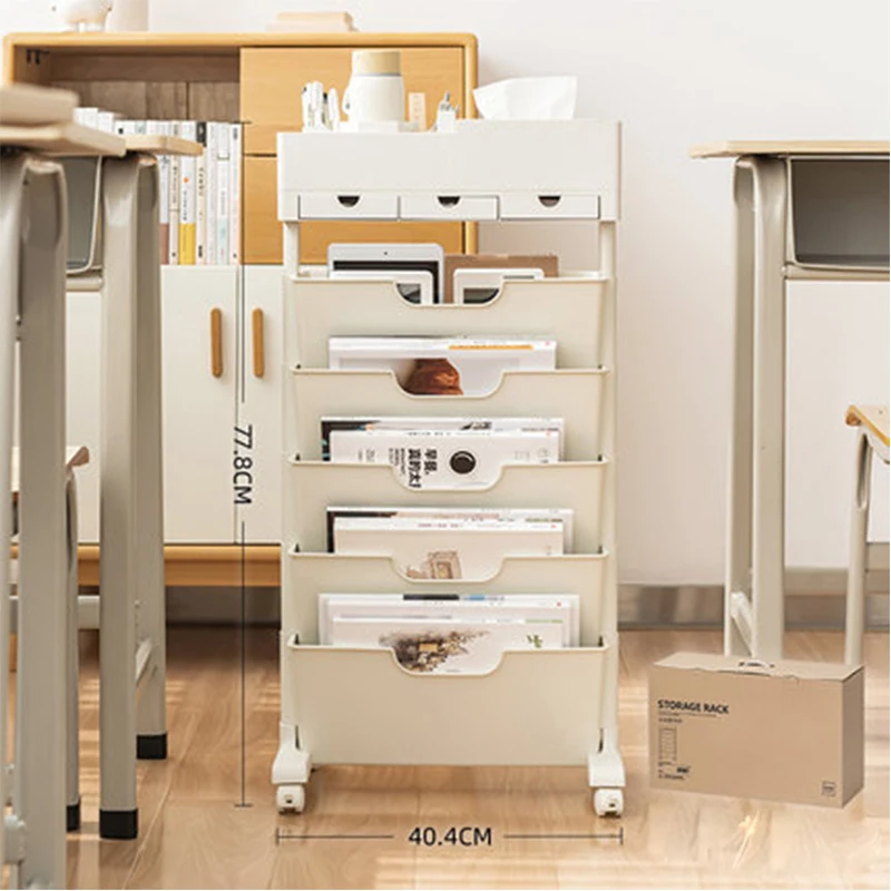 

5 Layers Classroom Book Storage Box Office Home Storage Shelf Movable Desk-side Bookshelf Children Book Organizing Holder