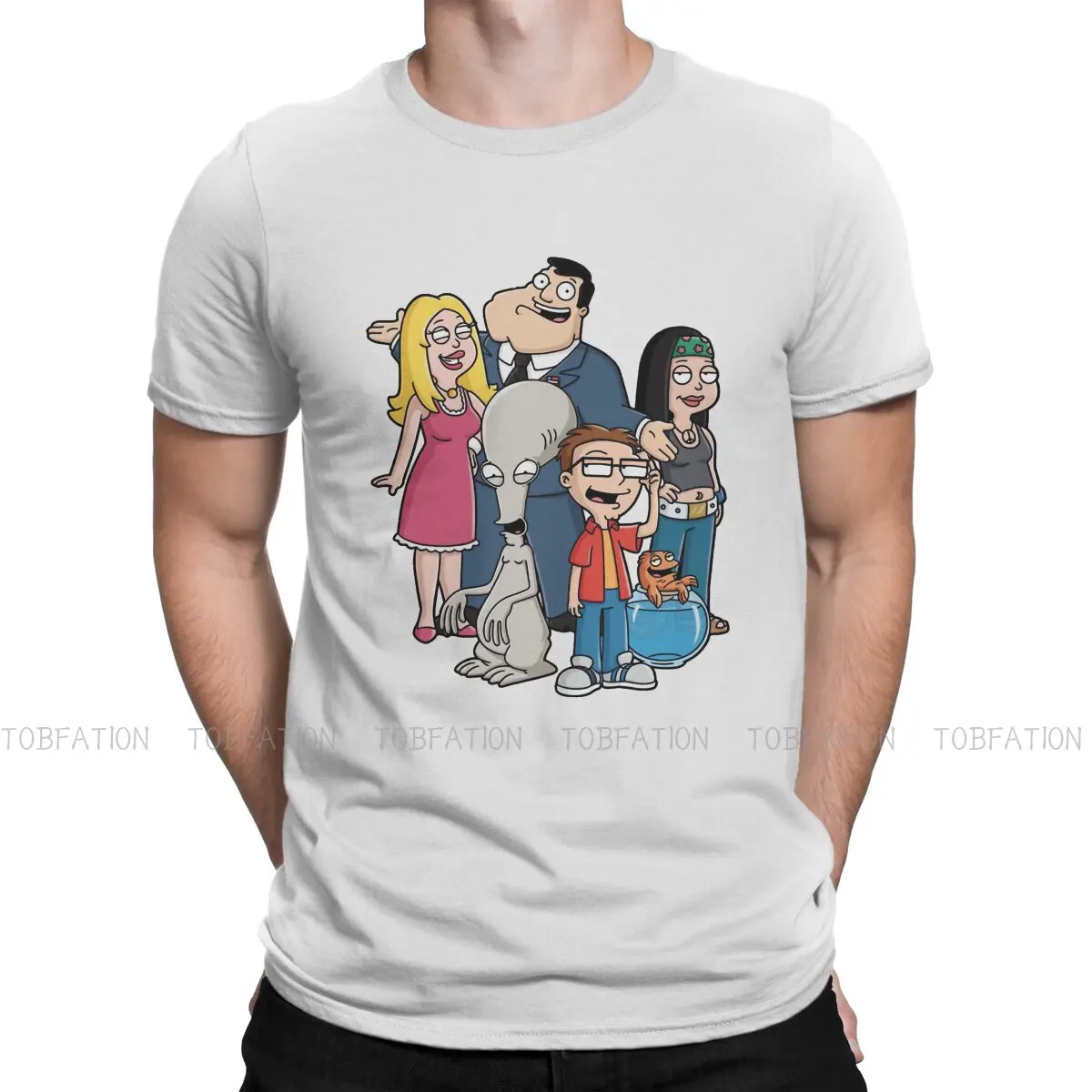 

The Americans Roger Alien Cartoon Family T Shirt Men Ofertas O-Neck Tshirt Cotton Graphic Clothing