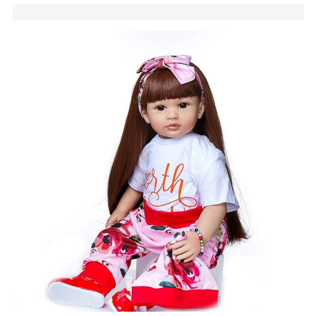 

Silicone Baby Doll Portable Replacement Decorative 60cm Moveable Joint Simulation Kids Dolls Toy Plaything Birthday Gift