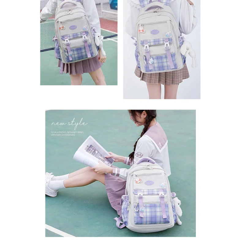 6-14 Years Old Children Girls Princess Sweet Large Fashion Backpacks New College Students School Tutorial Bags with Pendant Hot