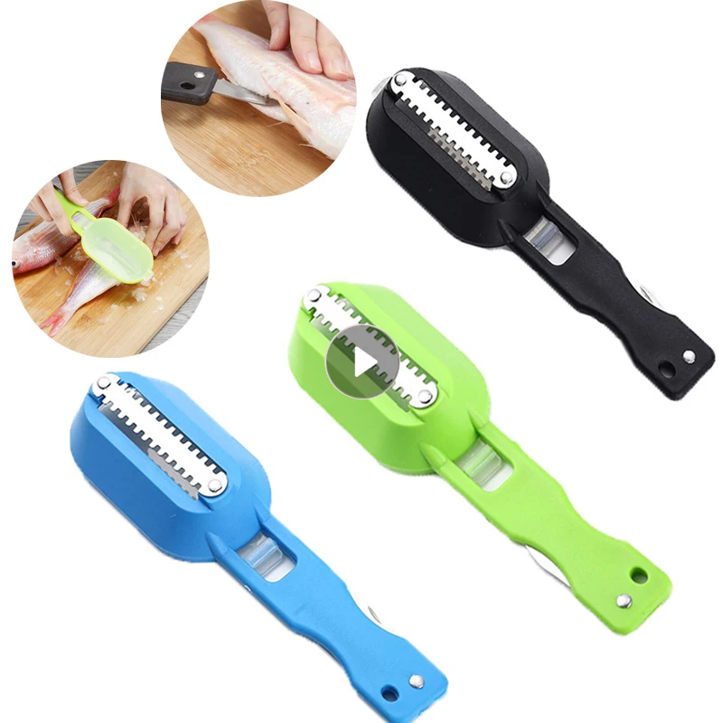 

2 In 1 Fishing Scale Planer Fish Skin Brush Fast Remove Fish Scale Knife Fishing Scale Clean Scraper Kitchen Gadget Seafood Tool