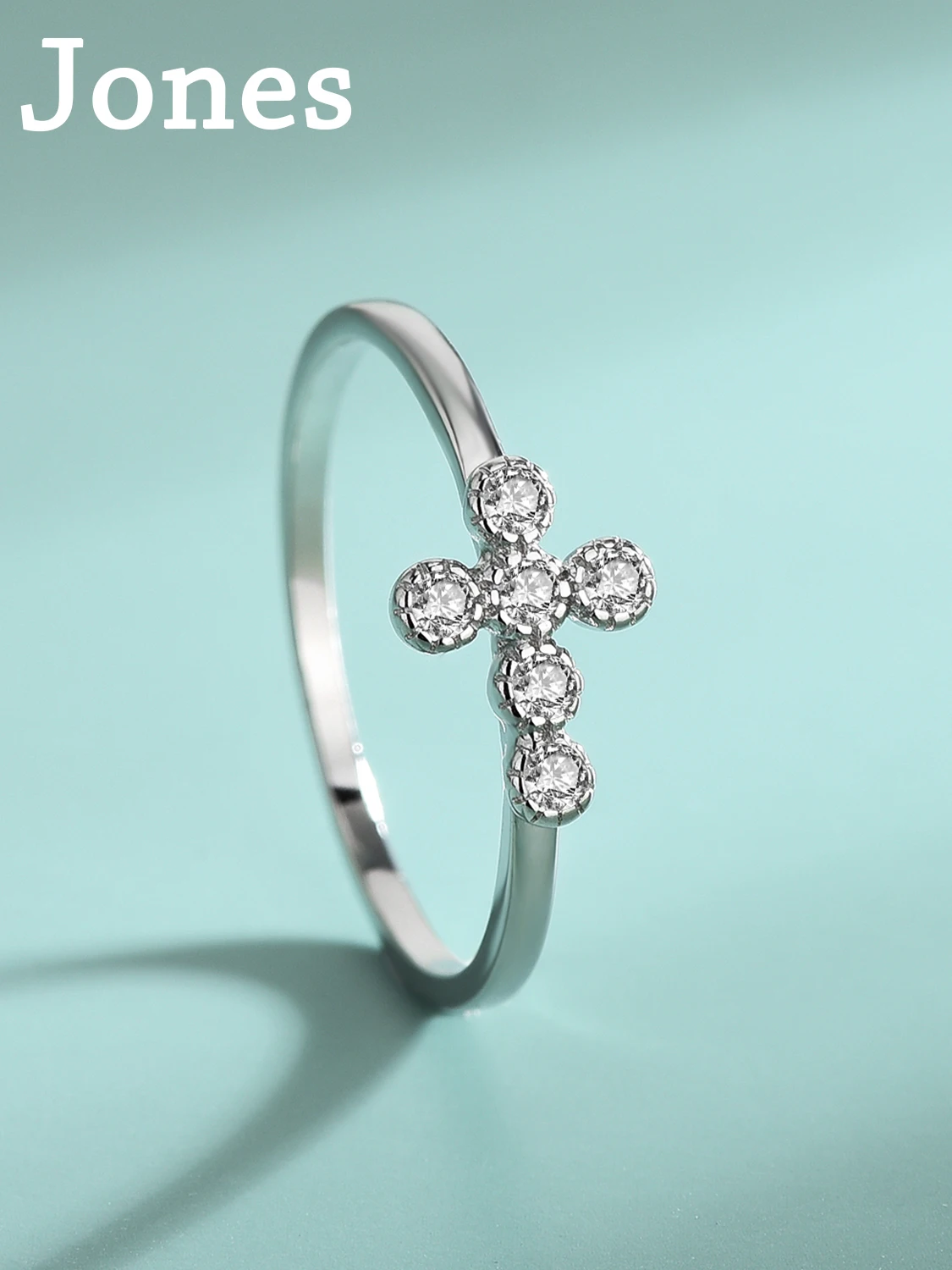 

S925 Sterling Silver Cross Ring Female Ins Europe And The United States Fashion Five Diamonds Creative Hand Jewelry