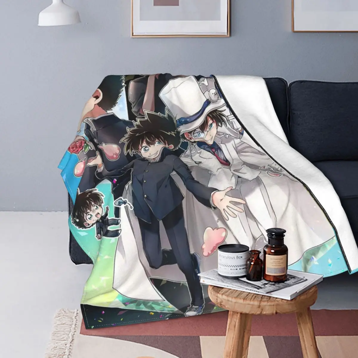 

Detective Conan Anime Blanket Flannel Winter Reasoning Love Comedy Portable Soft Throw Blanket for Home Bedroom Bedding Throws