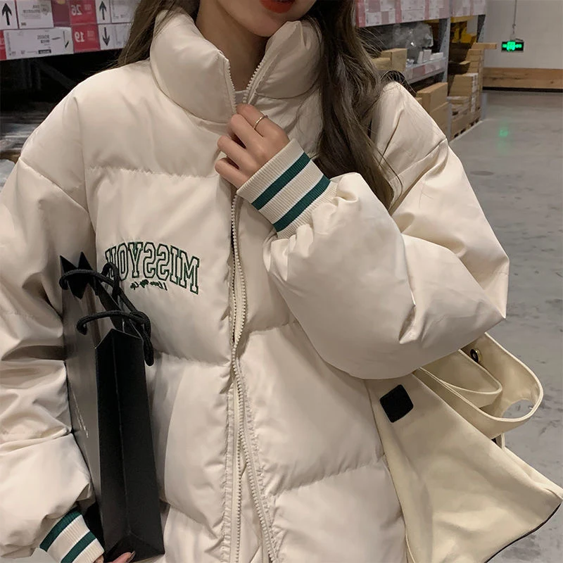 Fashion New Women's Down Jacket HipHop New Couple Thickening Baseball 2022 Autumn Winter Retro Loose Jacket Clothes For Ladies
