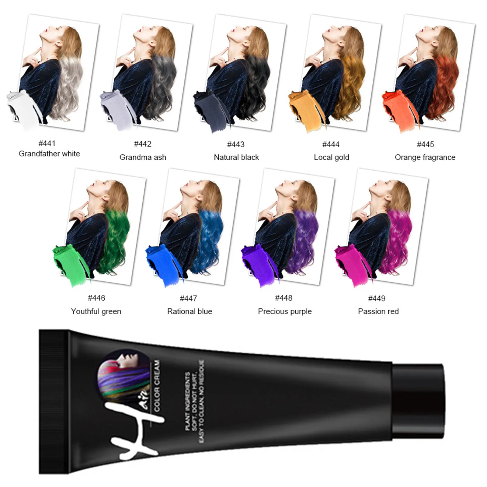 

9 Color Fashion Temporary Color Dye Mud Mild Safe Hair Dyeing Hair Molding Paste Dye Cream Colorful Semi Permanent Hair Dye Tint