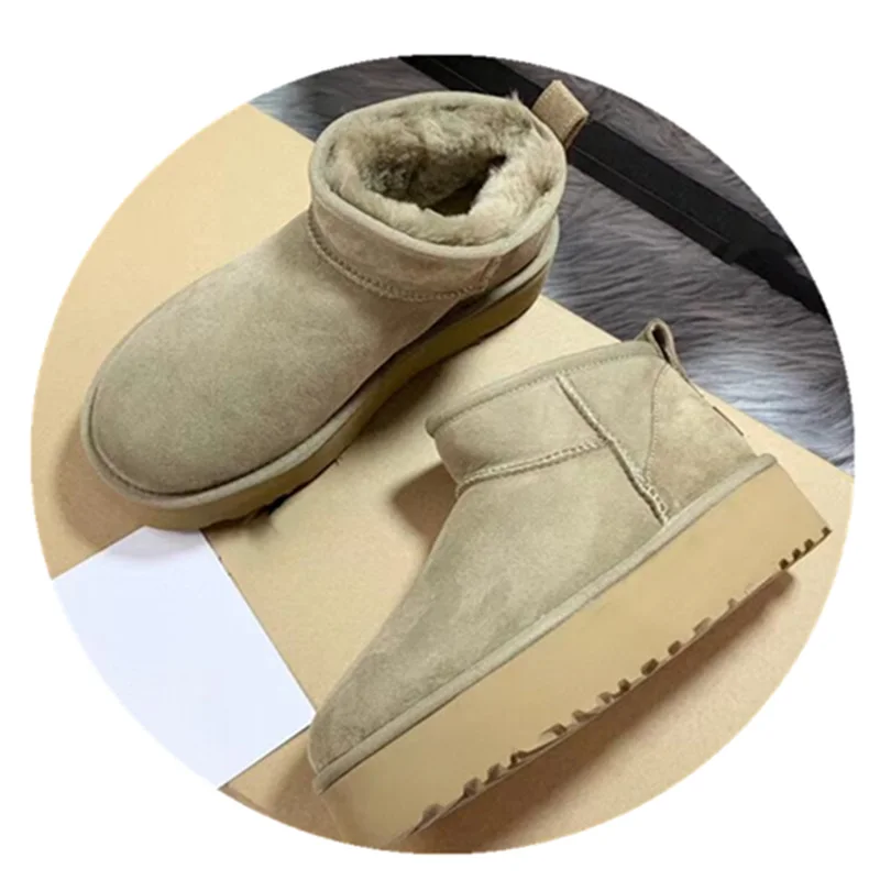 

Женские зимние ботинки на платформе, теплые высокие ботинки из натуральной овечьей шерсти, на толстой подошве, зима 2023