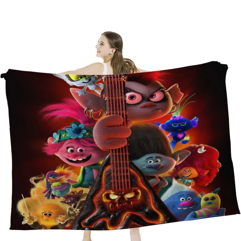 

Мягкое теплое покрывало с изображением троллей