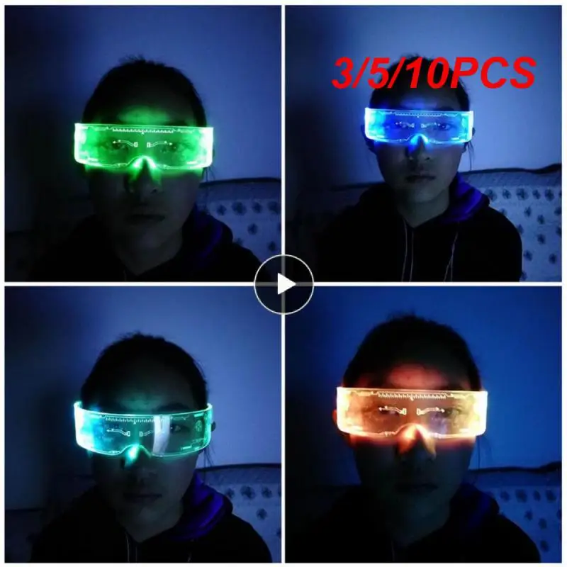 

3/5/10PCS Motocross Colorful EL Luminous Glasses Led Light Up Visor Eyeglasses For Bar KTV Christmas Birthday Party Decorations