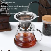 coffee filter 304 stainless steel reusable double layer cup hand brewing pot hourglass easy clean insulated handle portable tool