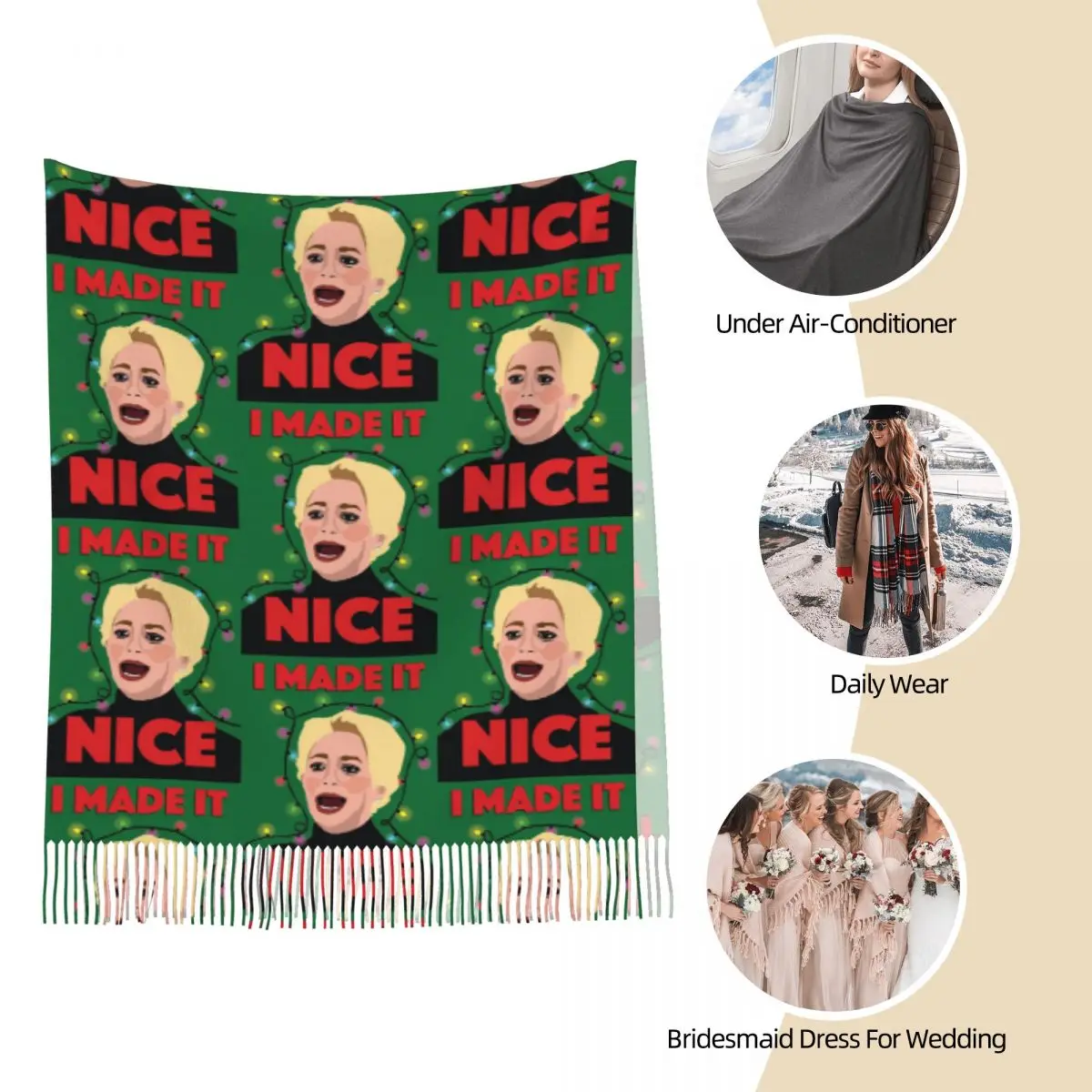 Рождественский шарф Dorinda Medley I Made It Nice Rhony шарфы с кисточками женские мягкие теплые