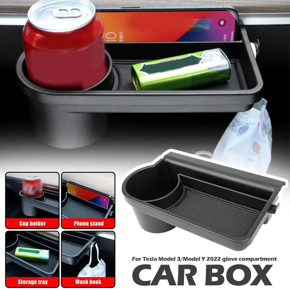 

Ящик для хранения Tesla Model 3/Y, автомобильный ящик для перчаток, стеллаж для хранения, стеллаж, держатель для чашки с водой, крючок из АБС-материала