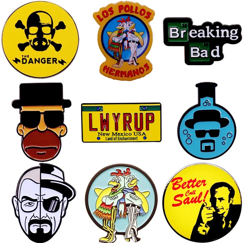 

BREAKING BAD Heisenberg Walter White Brooches Enamel Pin Brooch Badge Lapel Pins Hard Metal Alloy Cosplay Jewelry Accessories