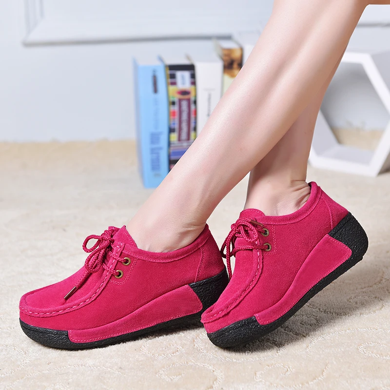 2023 New Women Flats Casual Shoes Cow Suede Loafers Wedges Heeled Woman Luxury Ladies Female Sneakers Slip-on Shoes Moccasins
