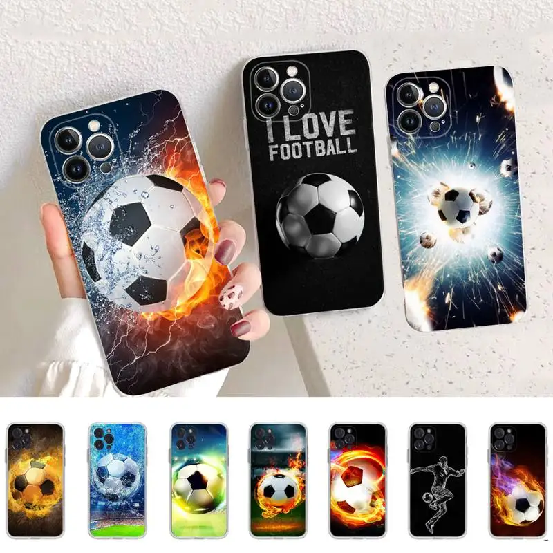 

Fire Football Soccer ball Phone Case For iPhone 14 11 12 13 Mini Pro XS Max Cover 6 7 8 Plus X XR SE 2020 Funda Shell