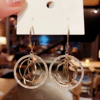 sparkling zircon big circle geometric earrings for women elegant shinning luxury drop hoop personality earrings birthday gifts