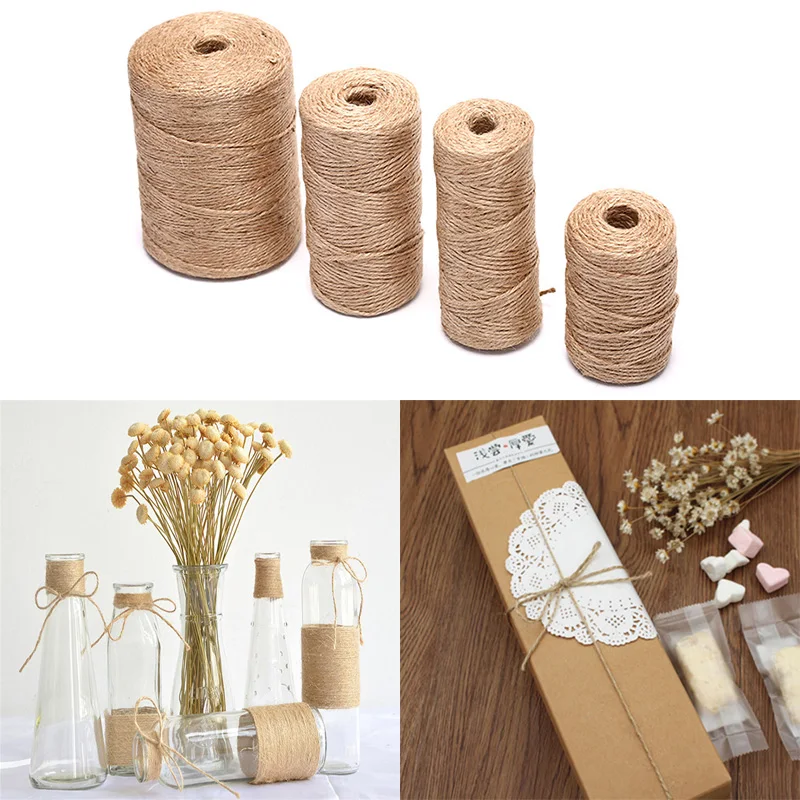 

300m Natural Jute Twine Burlap String Hemp Rope Party Wedding Gift Wrapping Cords Thread DIY Scrapbooking Florists Craft Decor