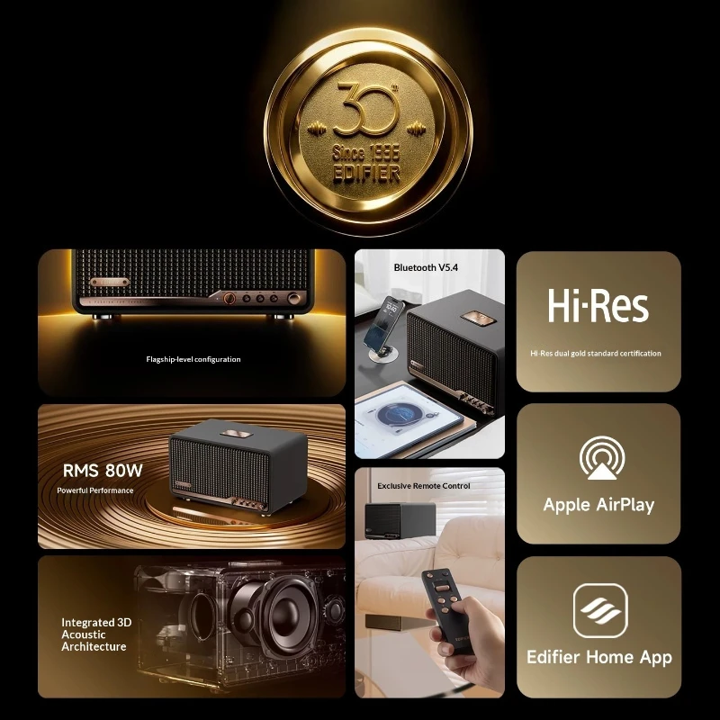 Новая лимитированная серия Edifier S300 к 30-летию: беспроводная Bluetooth-колонка с Bluetooth 5.4, HI-FI, высококачественная настольная акустика, подарок. (art.: 3920da8b40387) - 3920da8b40387