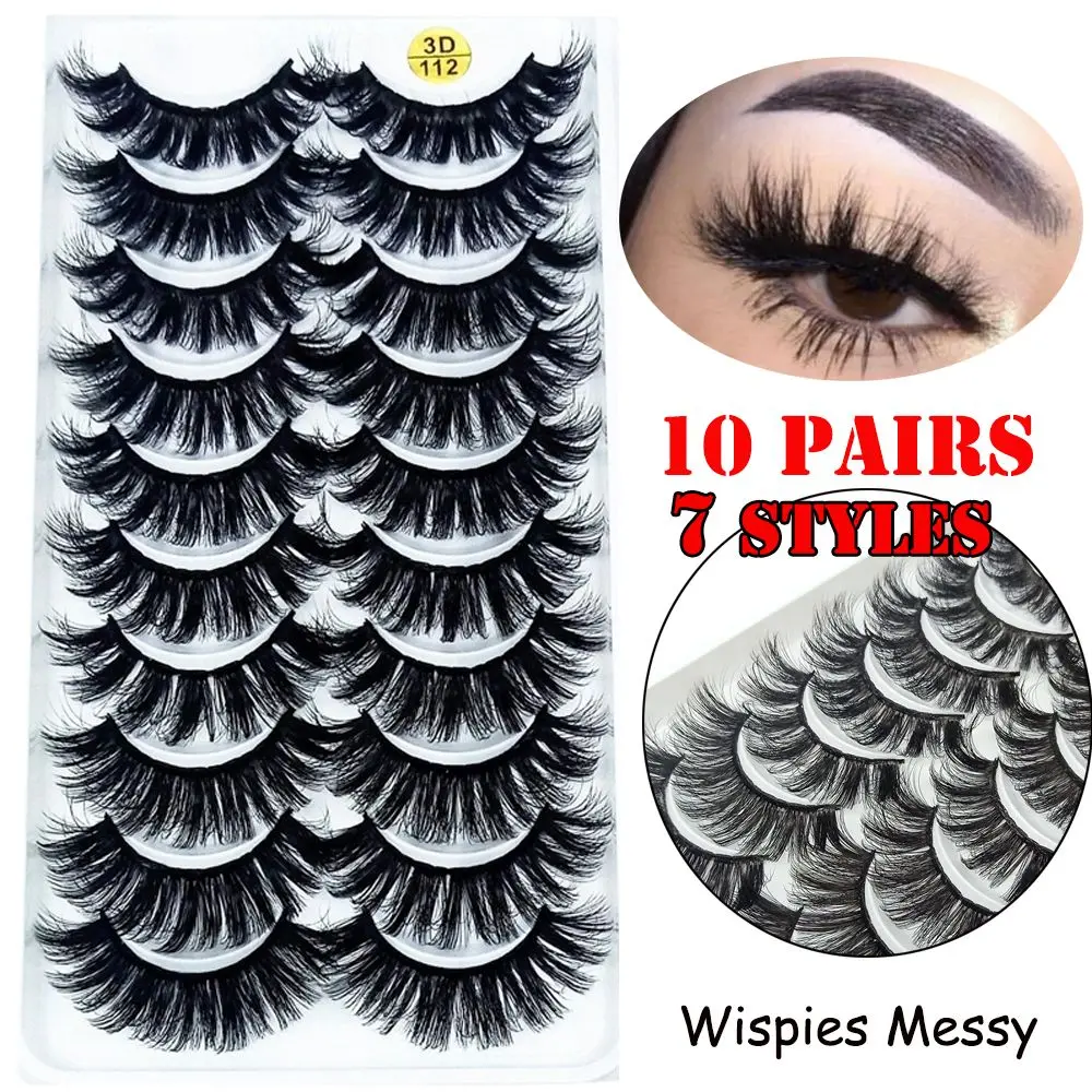 

Pairs Woman Eye Makeup Tools Multilayered Effect Handmade 3D Mink Hair False Eyelashes Lash Extension Full Volume Thick