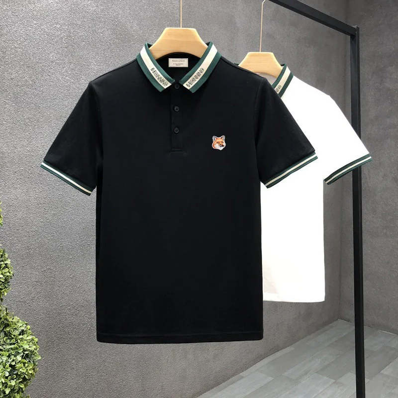 

New brand summer men's luxury shirt fox embroidery logo application polo t-shirt men's fashion short sleeved t-shirt golf shirt