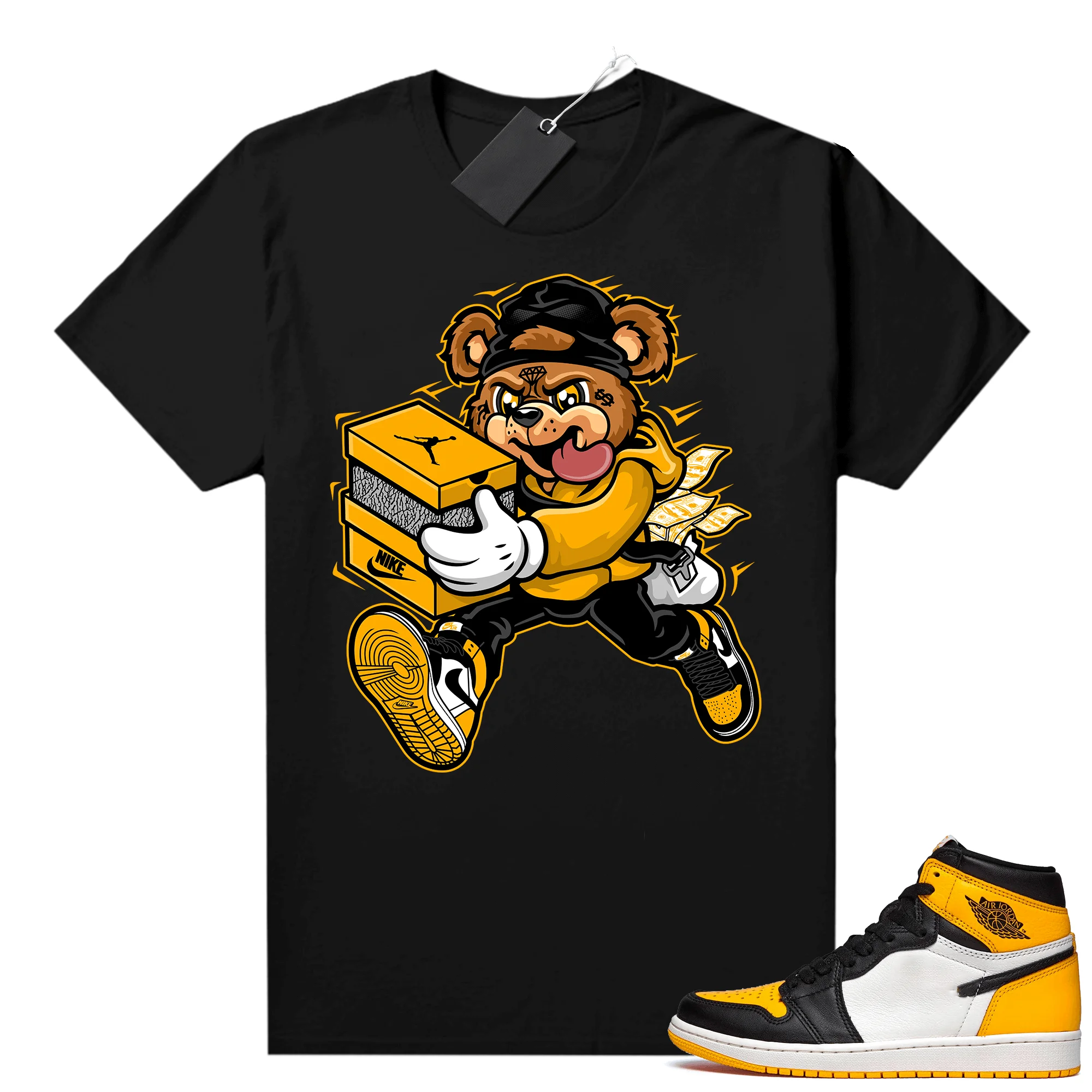 

Taxi 1s Matching Shirt Sneaker Men' Clothing And Graphic Sneaker Tees Black Bear Sneaker Heist Print Unisex T Shirt