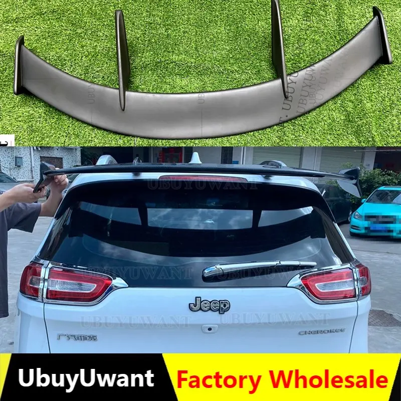 

Use For 2014-2022 Jeep Cherokee Spoiler Real FRP/Carbon Fiber Material Hatchback SUV Roof Rear Wing Body Kit Accessories