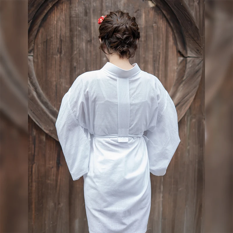 

Женское кимоно белого цвета, мягкий удобный халат для сна из хлопка, Традиционная японская юката