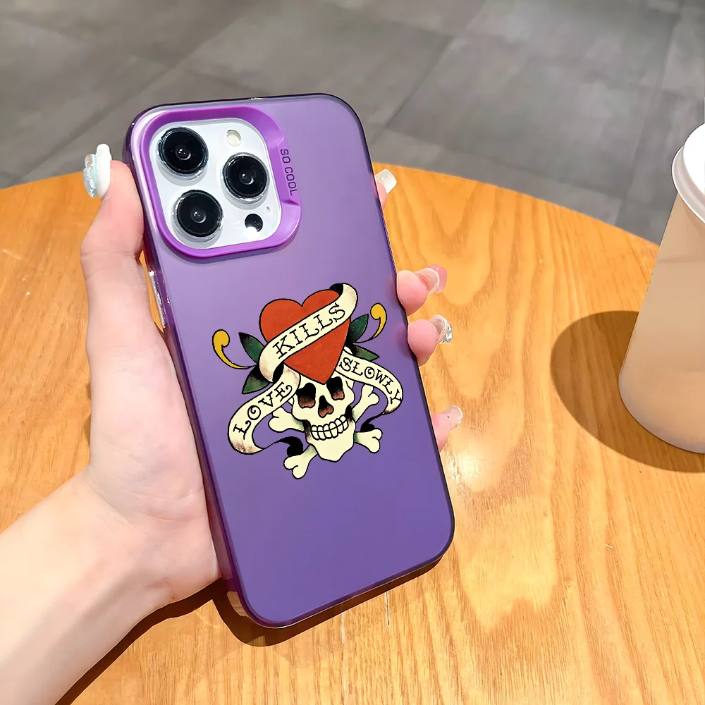 E-Ed H-Hardy Fashion Роскошный чехол для телефона iPhone 16 15 14 13 12 11 Pro Max черный матовый