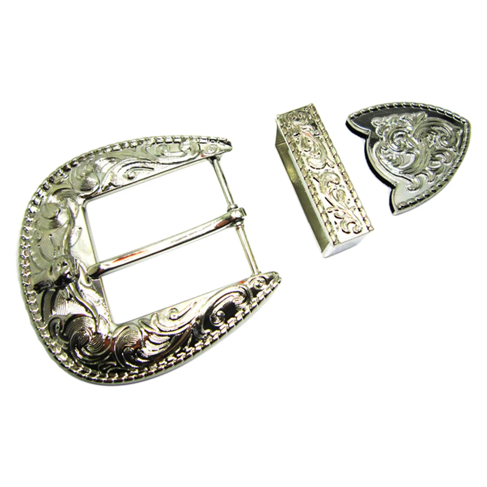 

3pcs/set Easy Install Retro Durable DIY For Men Engraved Multifunction Zinc Alloy Practical Western Style Repair Belt Buckle