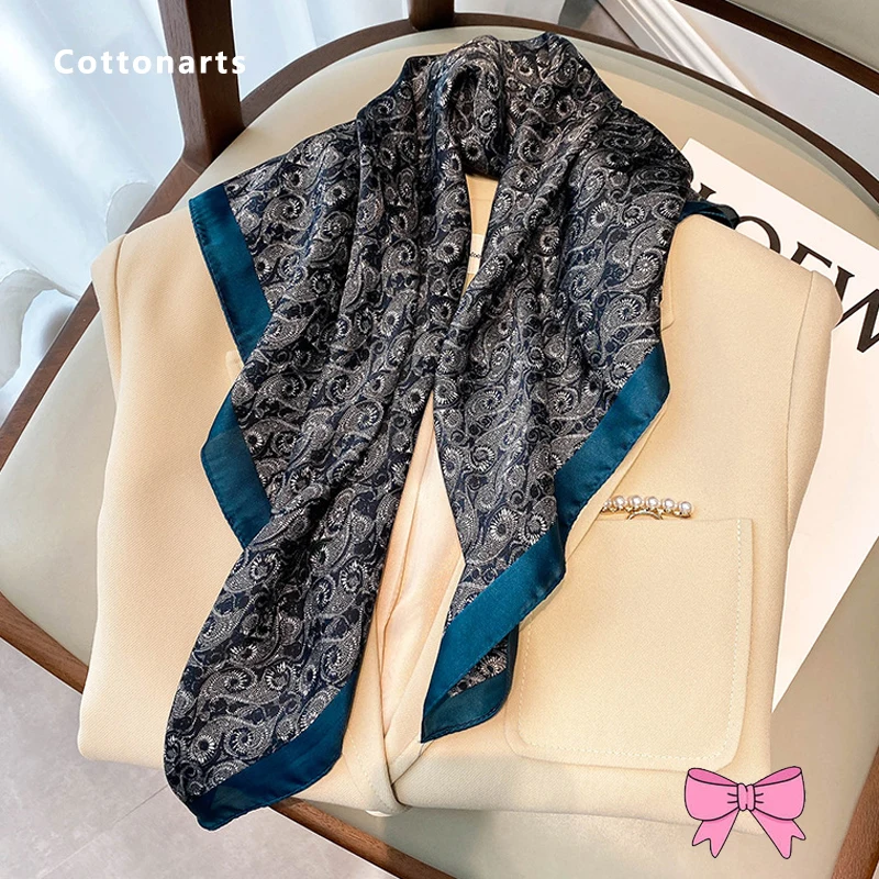 

Luxury Retro Cashew Silk Scarf Profession Office Ladies Mulberry Silk Scarf 70CM Small Square Scarves Shawl Tied Bag Silk Scarf