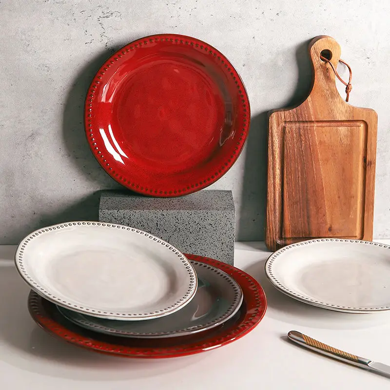 

Керамическая Западная тарелка для еды WSHYUFEI, бытовые большие тарелки, товары для дома, посуда, кухонные принадлежности, товары для дома