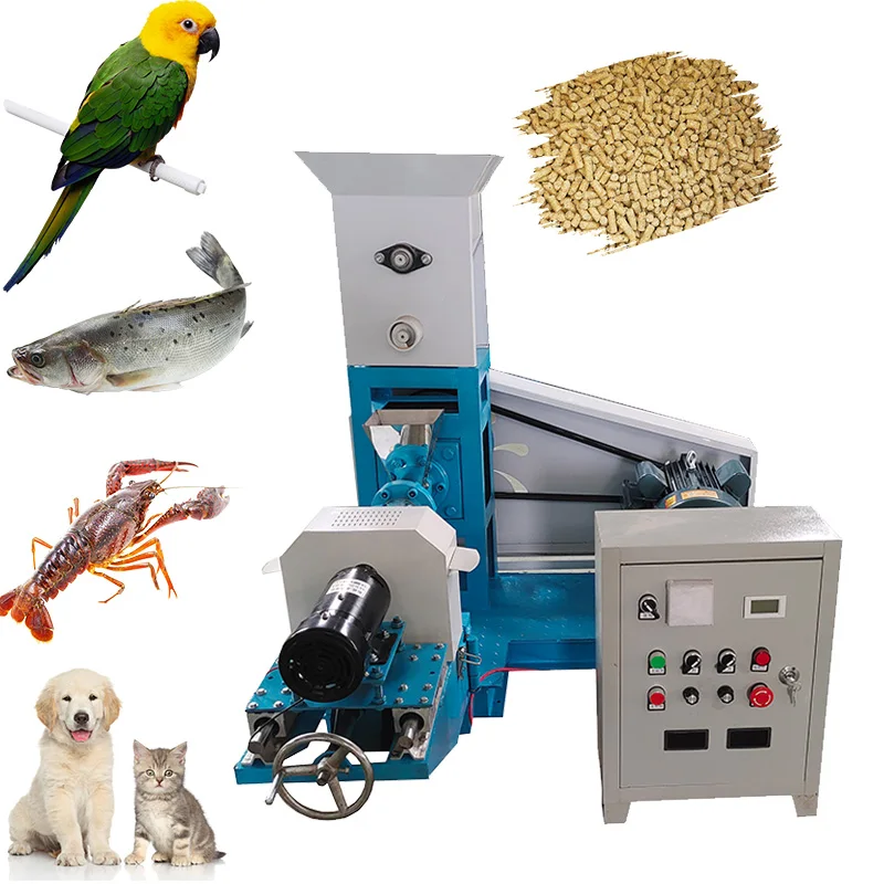 

Factory direct sales SLP75 aquatic pet cat dog and bird puffed feed machine fish pallet feed pellet machine