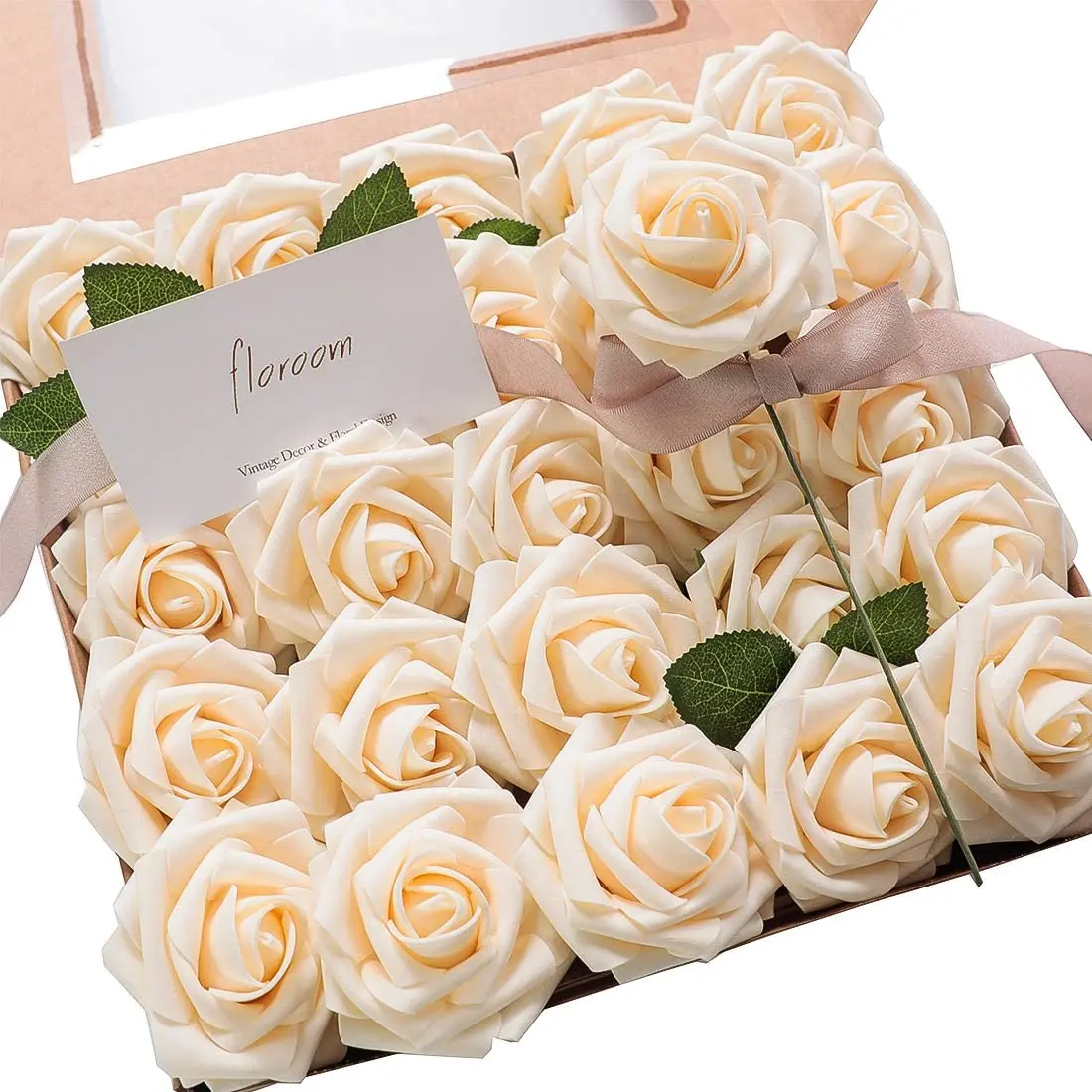

Artificial Flowers 25pcs Real Looking Foam Fake Roses with Stems for DIY Wedding Bouquets Centerpieces Arrangements Party