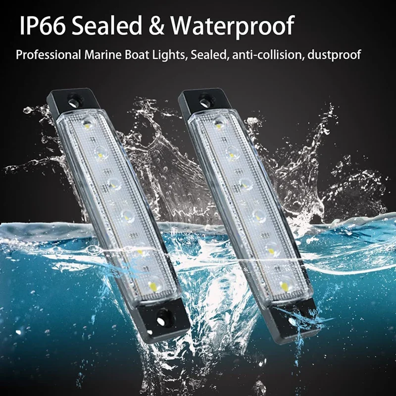10 Pcs Marine Boat Lights 12V 24V Waterproof Interior Navigation Strip Light Deck Transom Step Cockpit Lighting