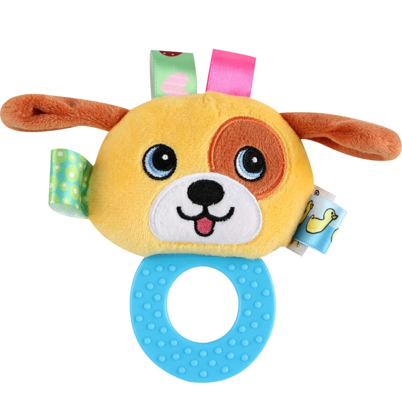 Baby Rattles Cartoon Infant Appease Doll Hand Bells Dog Panda Infant Educational Hanging Rattle Teether Toys