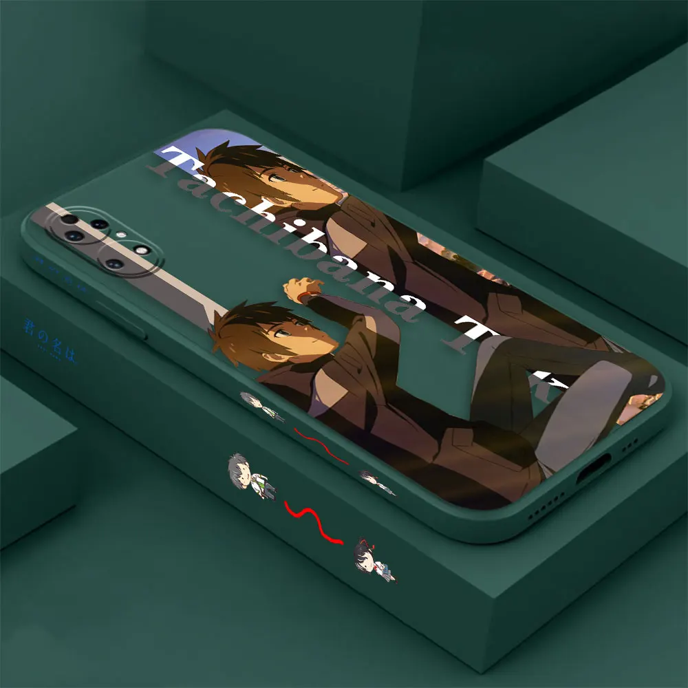 Cartoon Your Name Phone Case For Huawei P60 P50 P40 P30 P20 Mate 50 40 30 20 20X 10 Colour Liquid Silicone Cover Funda Cqoue