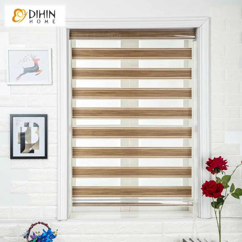 

Modern 2 Colors Fashion Blackout Window Curtains Double Layer Zebra Blinds Rollor Blind Easy Install Free Shipping