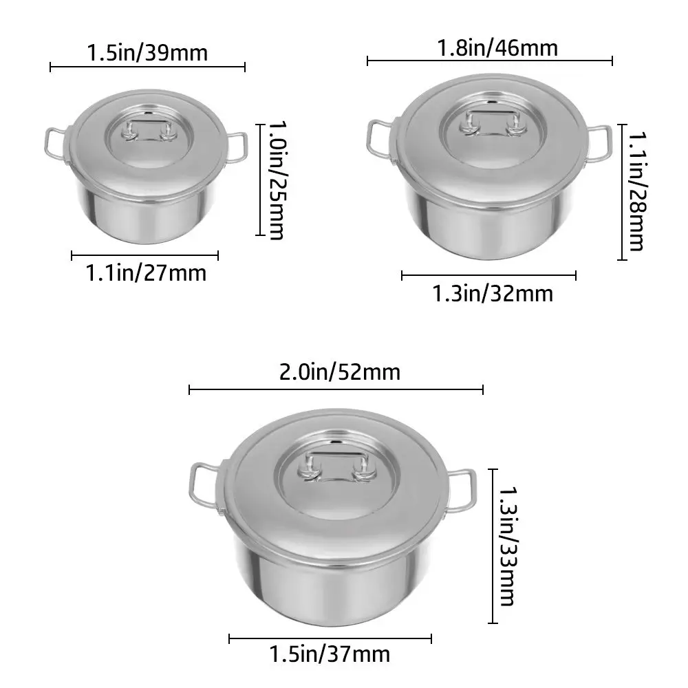 Миниатюрная суповая кастрюля в масштабе 1/12 с крышкой