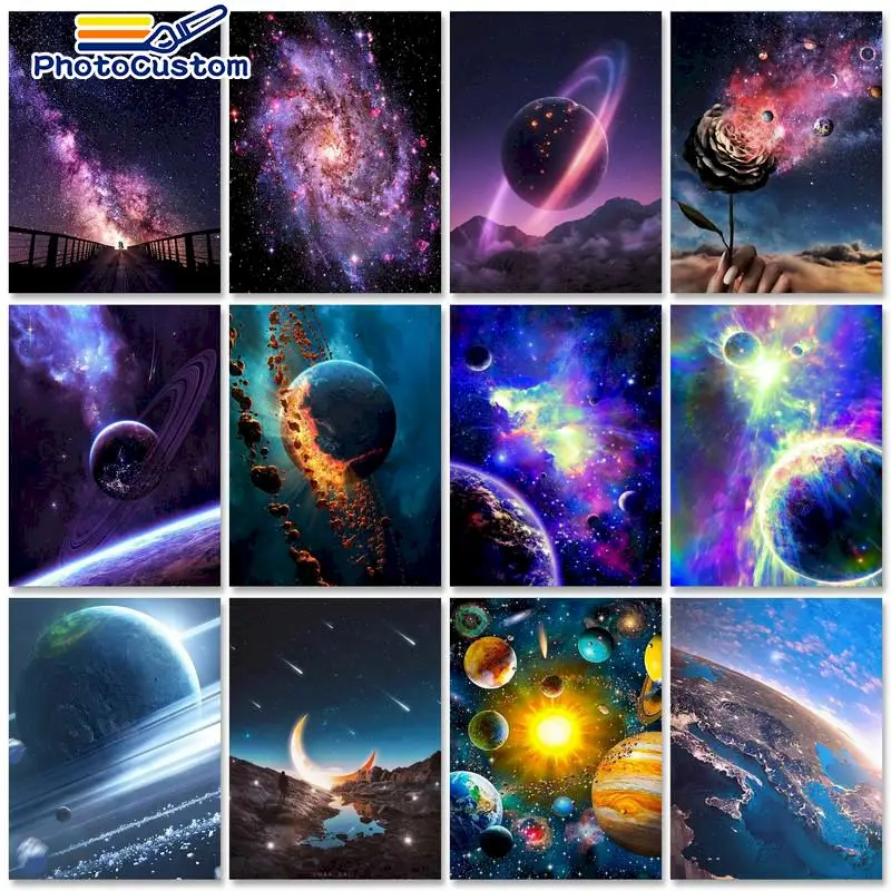 

PhotoCustom 60x75cm Paint by numbers Handpainted Decorative paintings Planet Scenery Painting by numbers Art supplies Home decor