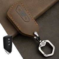 leather car key cover case for vw volkswagen golf 8 mk8 2020 skoda octavia 3 buttons smart keyless remote control cases