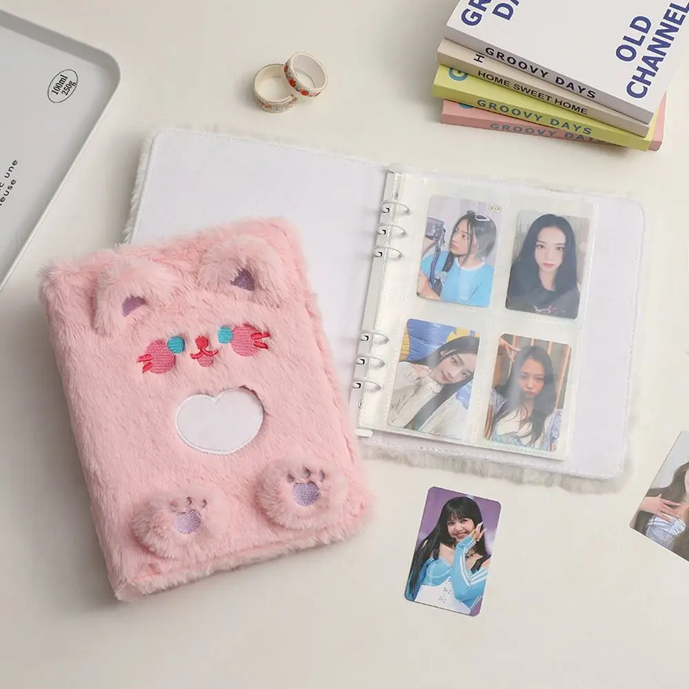 

Idol Photo Card Plush Cat Binder Cover Loose-leaf Six-hole Notebook Album Cover Inner Page Refill A5 Fluffy Card Albums