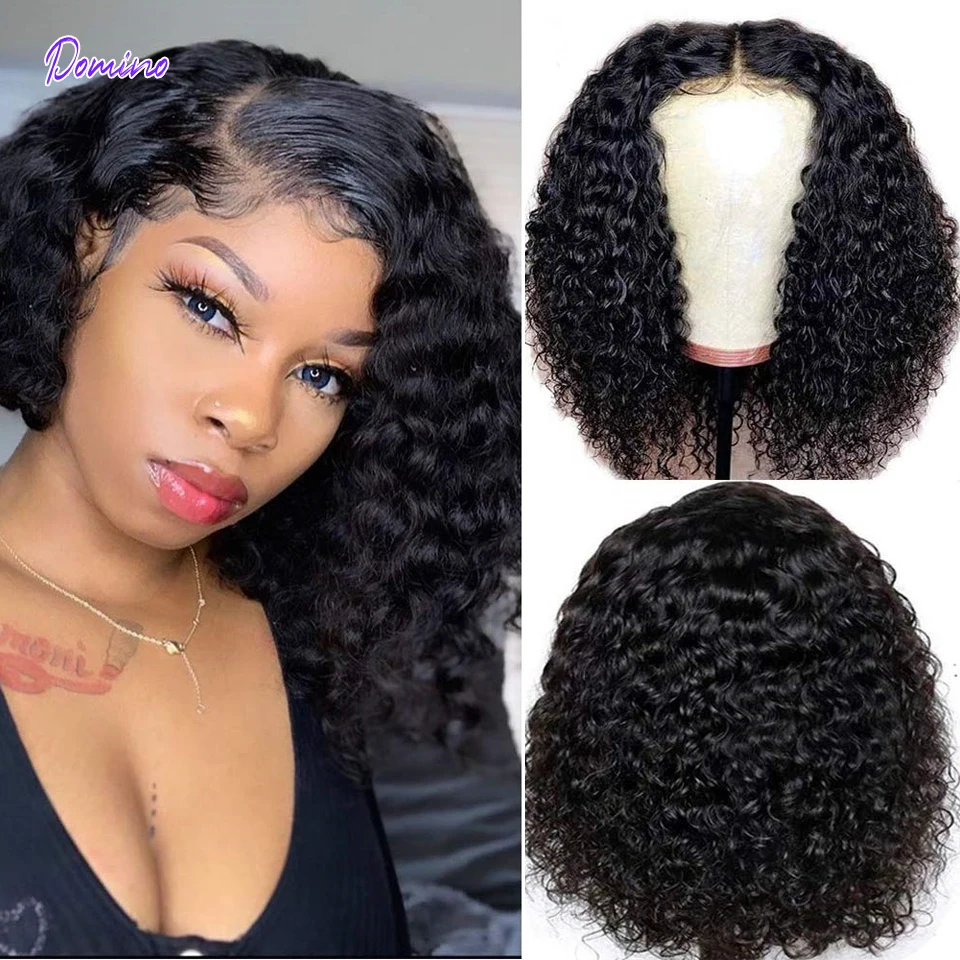 

Парик бразильский из натуральных человеческих волос с глубокой волной 13x4, с прозрачными водными вьющимися волосами, короткий, с T-образной ч...