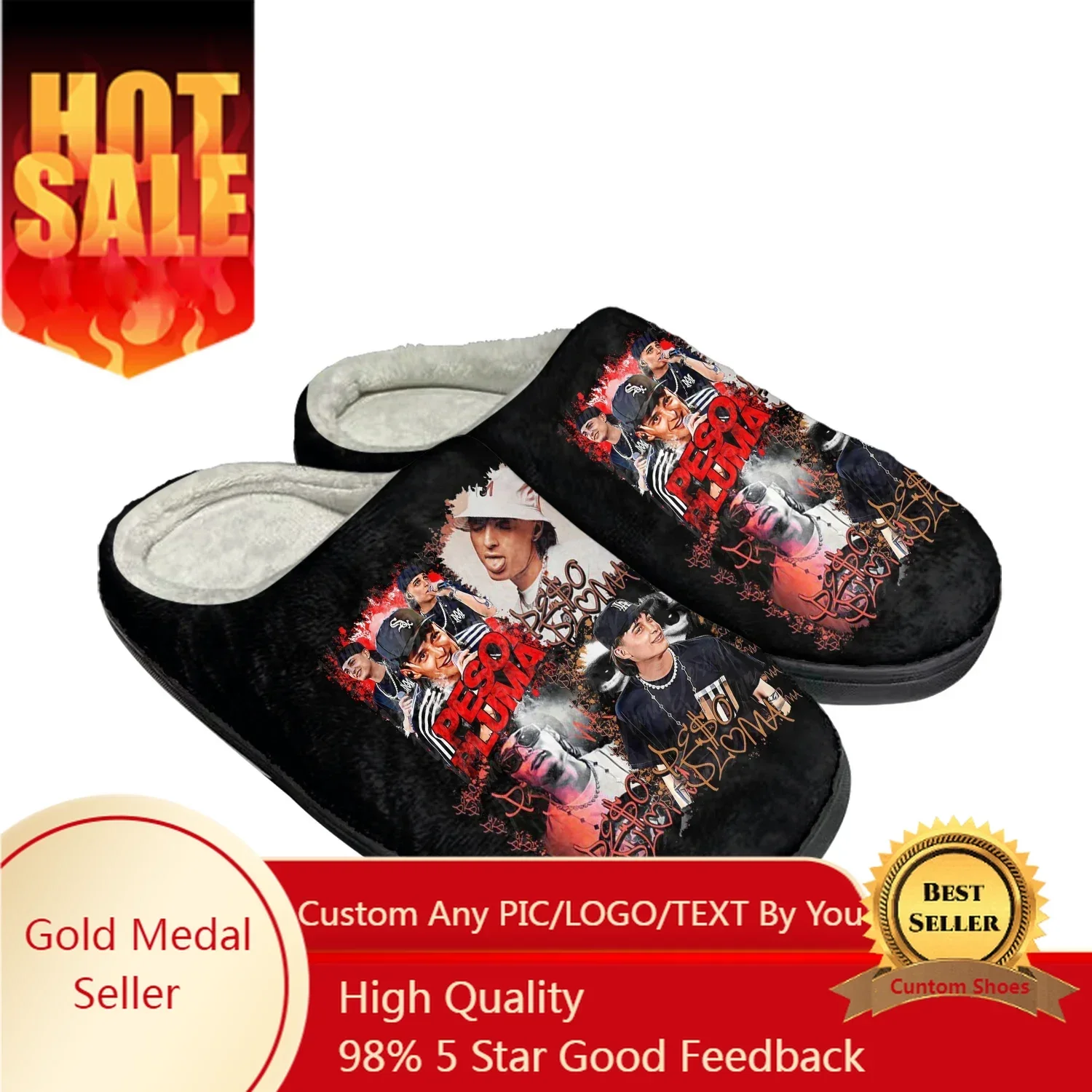 Домашние хлопковые тапочки Peso Pluma Singer мужские и женские плюшевые Ella Baila Sola