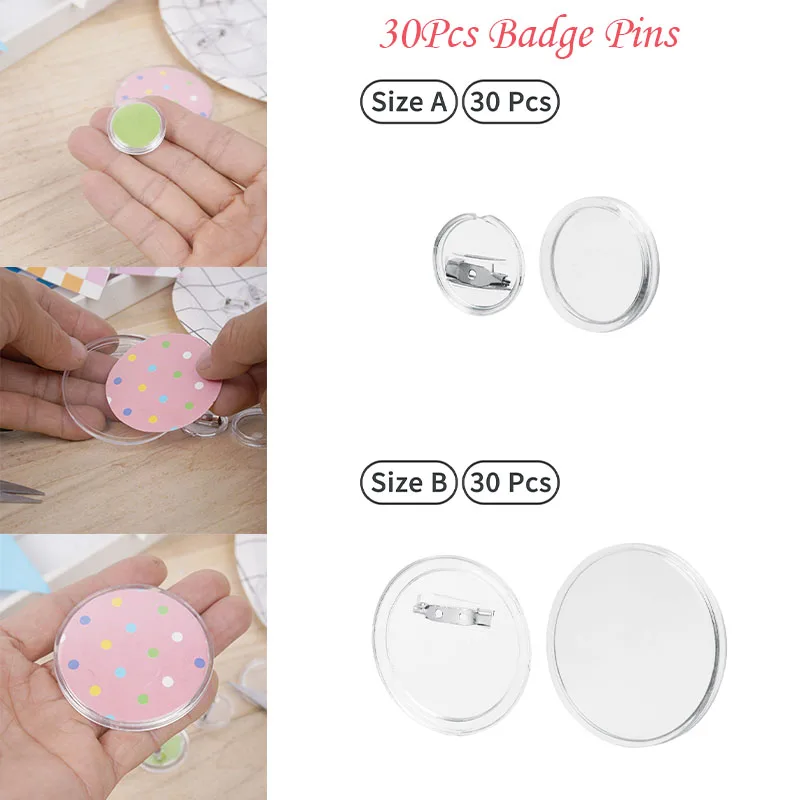 

30 акриловых прозрачных значков, значок ручной работы «сделай сам», бейдж, машинное изготовление значков, материал для творчества, прозрачны...