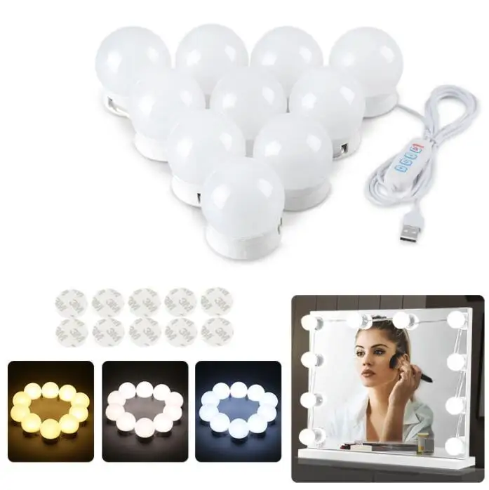 

10pcs makeup mirror light bulbs Bulbs Professional Makeup Mirror Lamp USB Power Cosmetic Mirror Light Hollywood Dressing Table