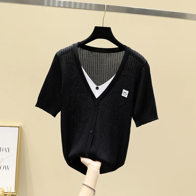 Женский тонкий свитер Однотонная футболка с V-образным вырезом повседневные топы