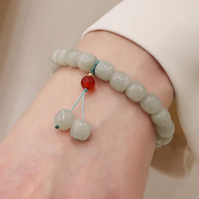 

Натуральный измерительный слишком зеленый браслет-веревка с обтягивающим нефритовым орнаментом, ручная работа, на вкус, товары для живых н...